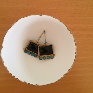 Gold, black and turquoise earrings